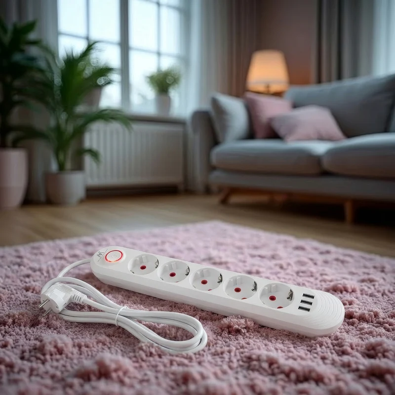 Maclean grenuttag, förlängningskabel 5 uttag + 3xUSB, 110-240V AC 50/60Hz, 2,1A max 2500W, 1,5m, vit, MCE395 W