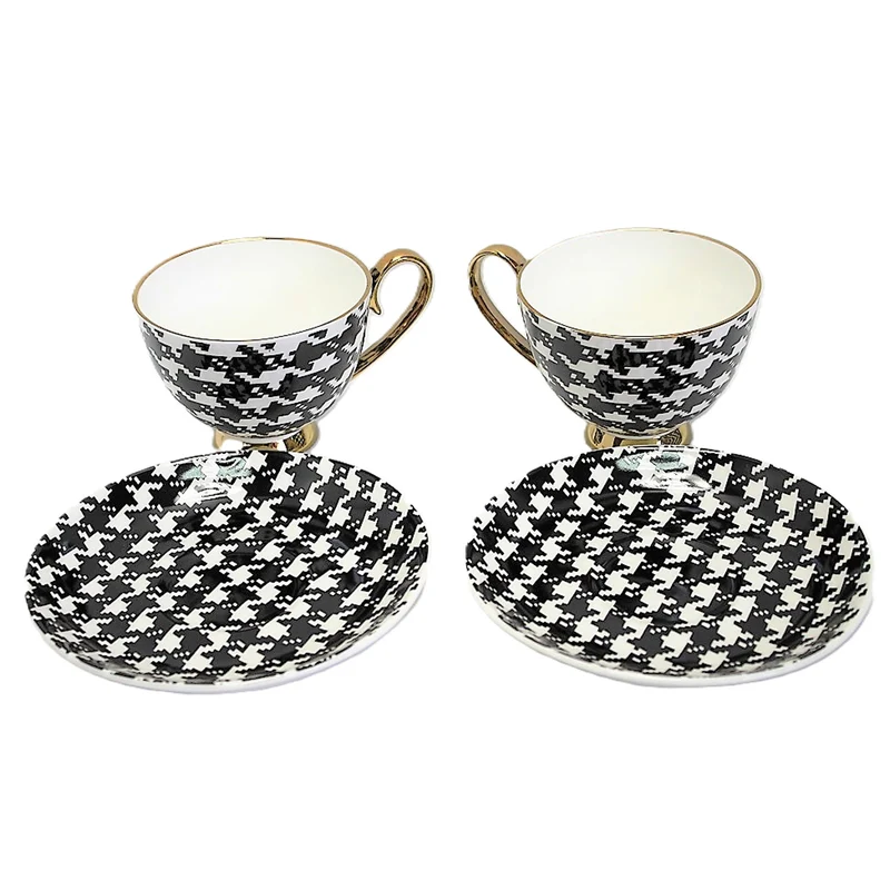 Espressokoppar 2+2 Pepite Gold Accents Porslin, Queen Isabel