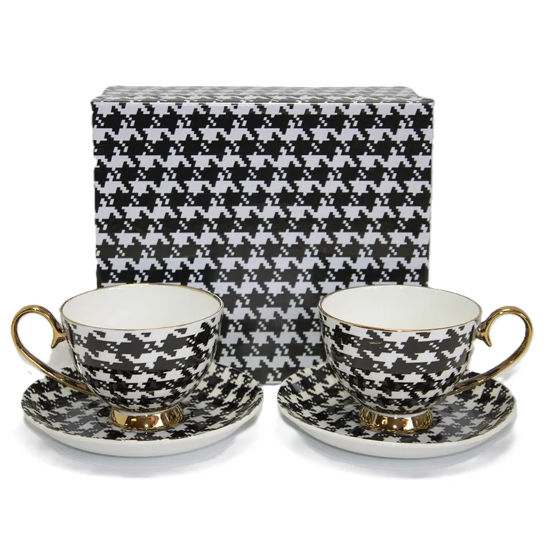 Espressokoppar 2+2 Pepite Gold Accents Porslin, Queen Isabel