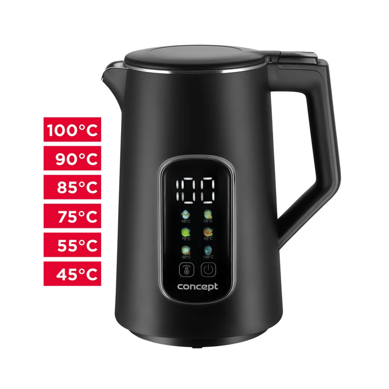 Concept vattenkokare, 1,7L, temperaturkontroll, LED-display, Cool touch-yta, vattennivåindikator, RK3385