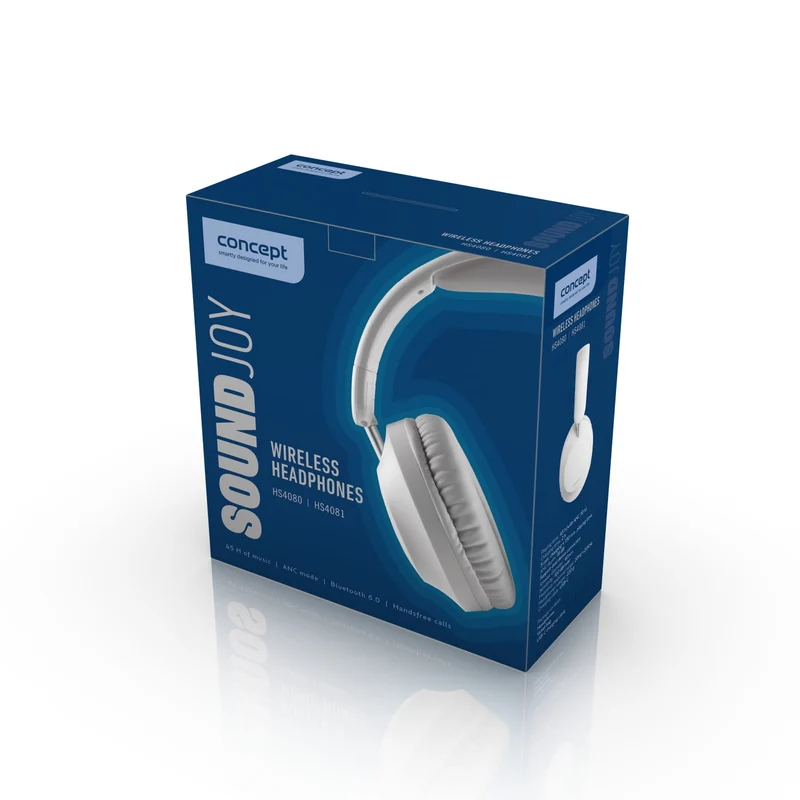 Concept SoundJoy trådlösa in-ear hörlurar, upp till 45 timmars uppspelningstid, Bluetooth 6.0, snabbladdning, aktiv brusreducering upp till 18dB, vit, HS4081