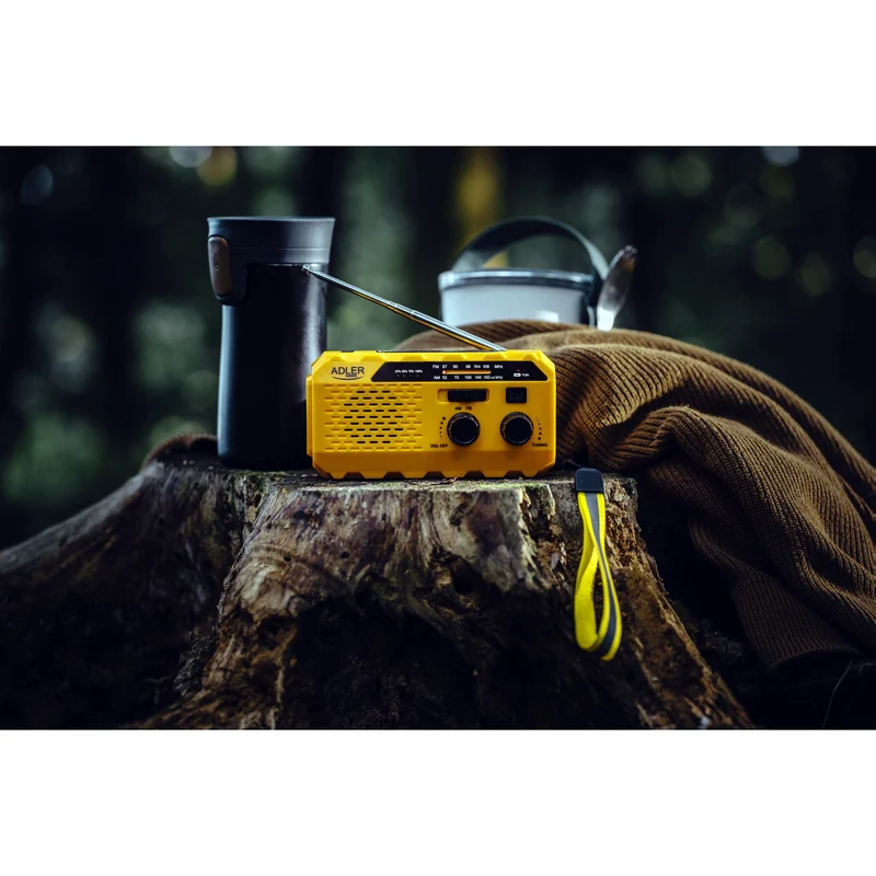 Adler solradio, 1200 mAh uppladdningsbart batteri, ficklampa, handvev, AD 1197