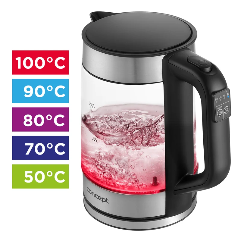 1.7L Concept vattenkokare i glas med temperaturkontroll RK4067