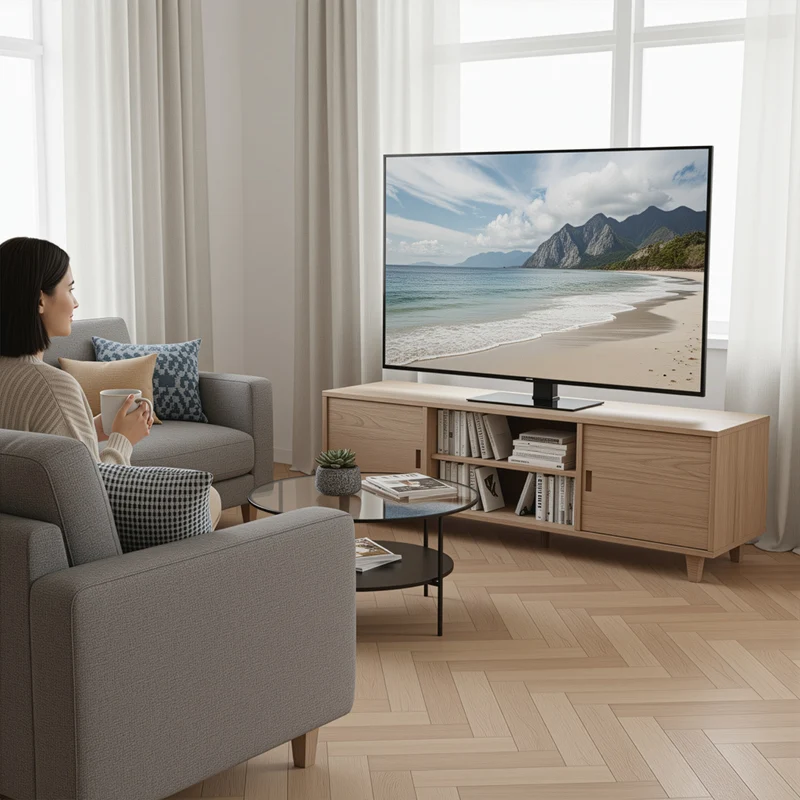 Universal TV-stativ Maclean, för RTV-skåp, stativ, max. 40kg, max. VESA 400x400, höjd- och vinkeljustering, för TV-apparater 32-65", MC-1240