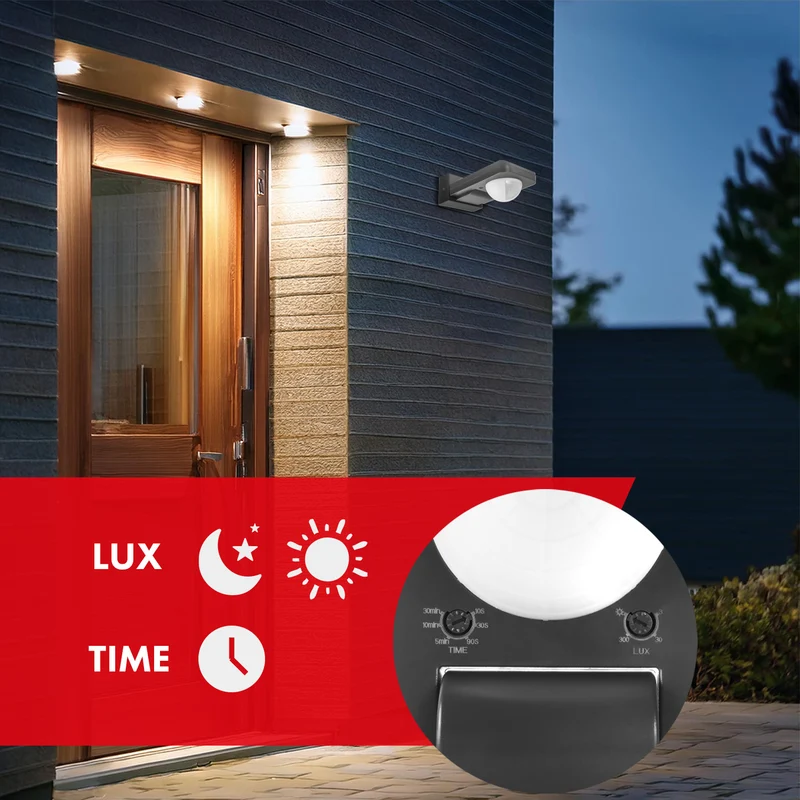 Maclean PIR-rörelsedetektor, infraröd, IP65, max 2000W, MCE243 GR, 2 st