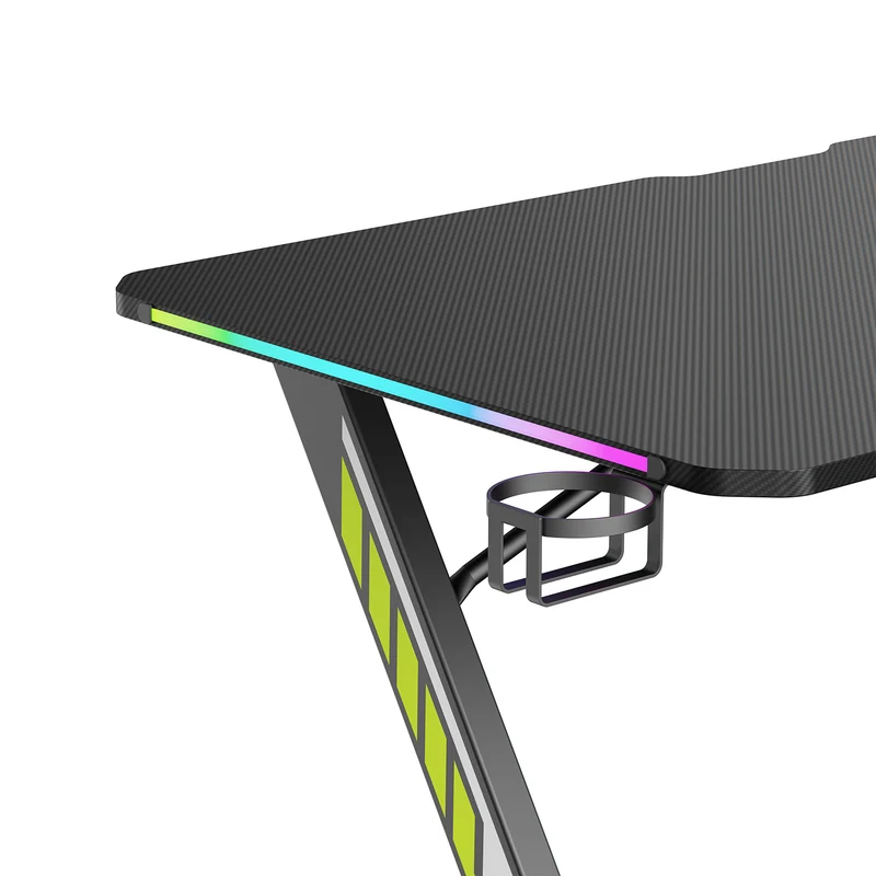 NanoRS gaming desk, svart, med hörlurs- och mugghållare, RGB-bakgrundsbelysning, max. 75kg, mått 1200x600x750mm, RS102