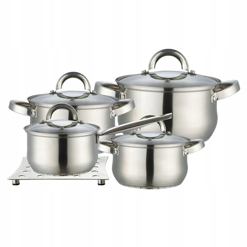 Maestro kokkärlsset med 9 delar 1,5L, 2L, 3L, 5L, rostfritt stål, tål maskindisk, lämplig för alla typer av spisar, värmeplatta, MR-2021