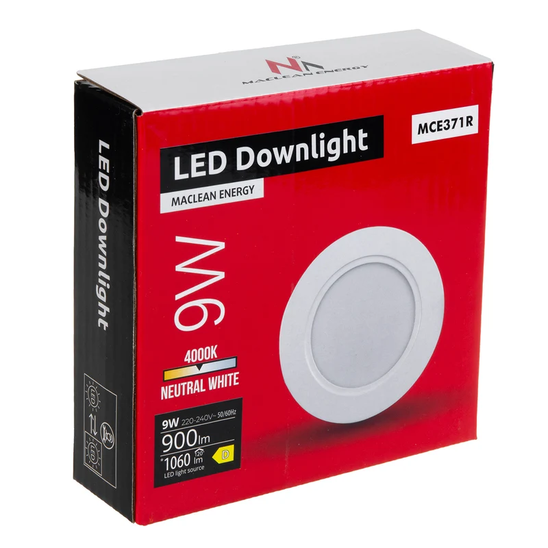 5x Maclean LED-takpanel, infälld SLIM, 9W, neutralvit 4000K, 120*26mm, 900lm, MCE371 R