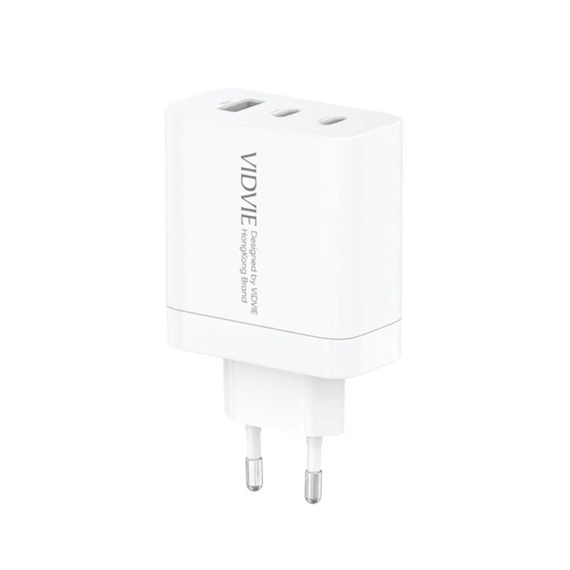 VIDVIE nätladdare, 3A, 65W, 2x USB-C, 1x USB, USB-C/USB-C-kabel, PLE262