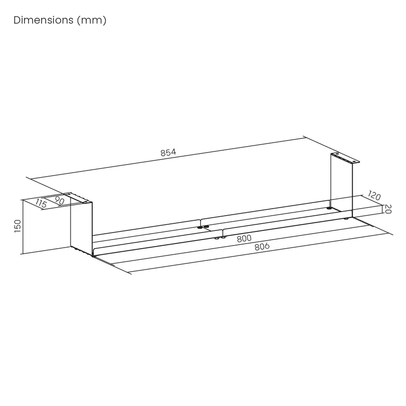 Maclean kompakt kabelhanterare under skrivbord, max. belastning 5 kg, svart, MC-107 B