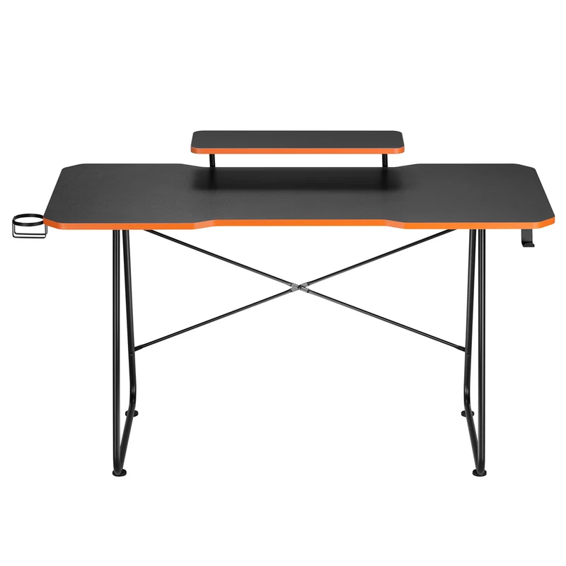 Gamingbord med monitorhylla NanoRS, 50kg max, höjd 850mm, svart, RS170+Kabelarrangör / bordsgaller Nano RS, 1345mm, svart och röd, RS125
