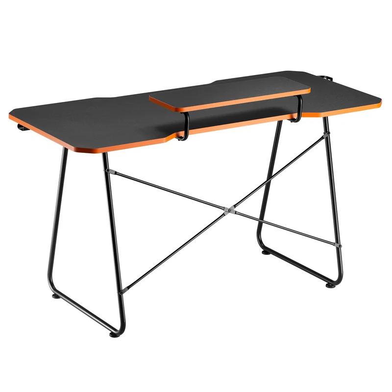 Gamingbord med monitorhylla NanoRS, 50kg max, höjd 850mm, svart, RS170+Kabelarrangör / bordsgaller Nano RS, 1345mm, svart och röd, RS125
