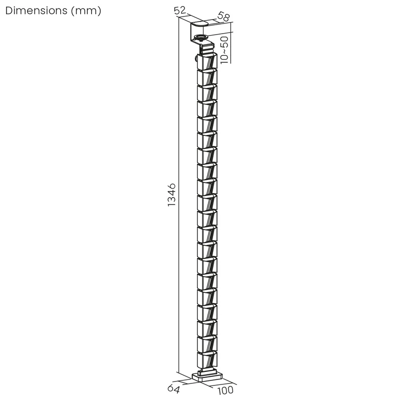 Nano RS kabelhanterare / kabelgaller för skrivbord, 1345 mm, svart och röd, RS125