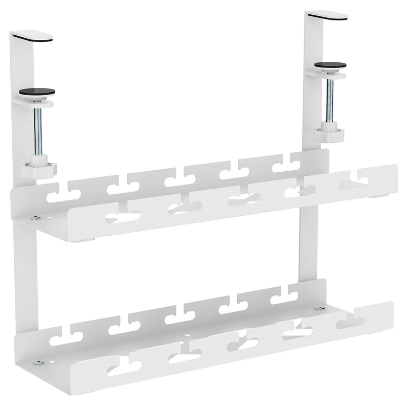Maclean kabelhanterare under skrivbord, maxbelastning 5 kg, 2 nivåer, vit, MC-104 W