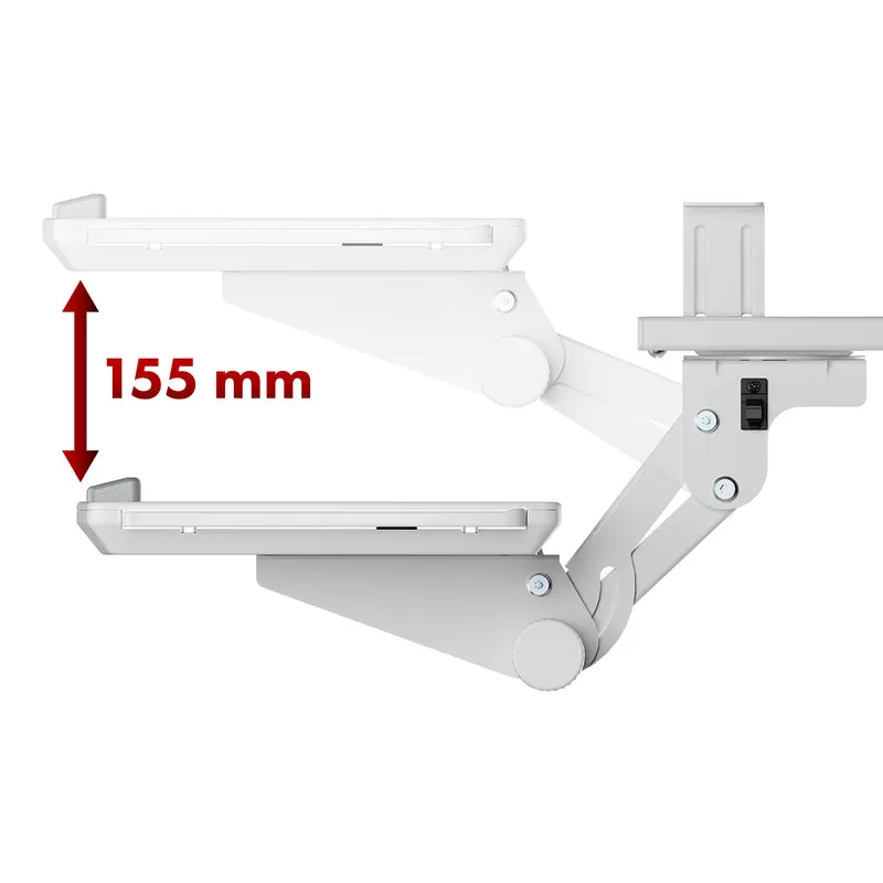 Maclean tangentbordshållare under skrivbord, justerbar, max. 5kg, vit, MC-156 W