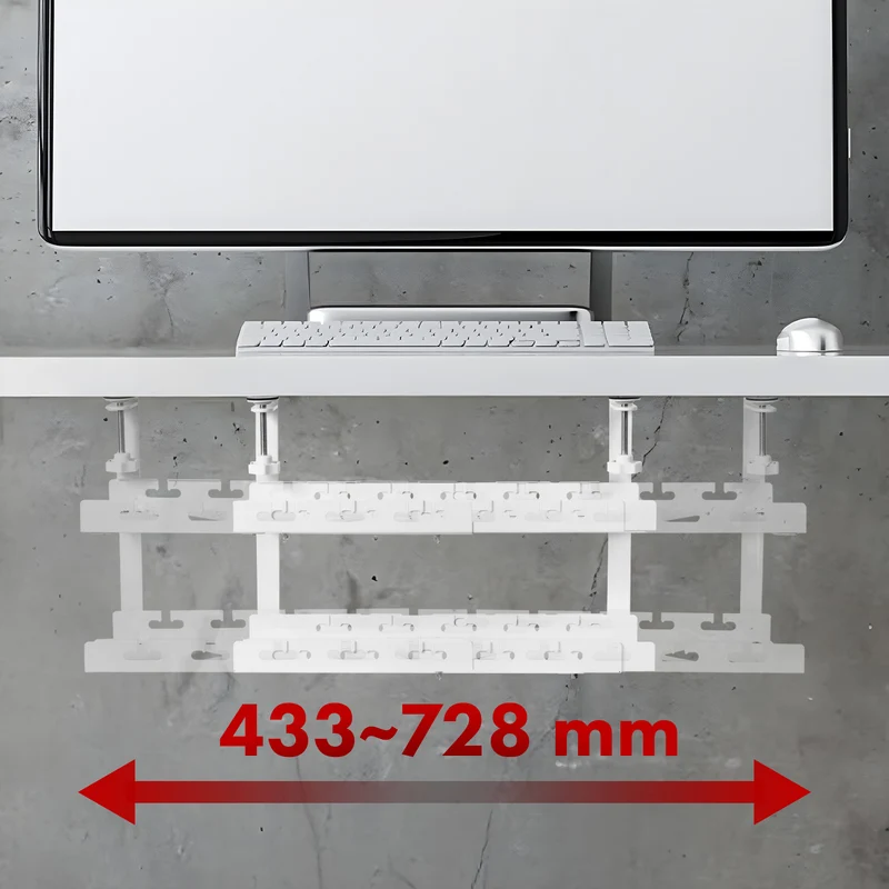 Maclean kabelhanterare under skrivbord, max. belastning 5 kg, max. 728 mm, 2 nivåer, vit, MC-102 W
