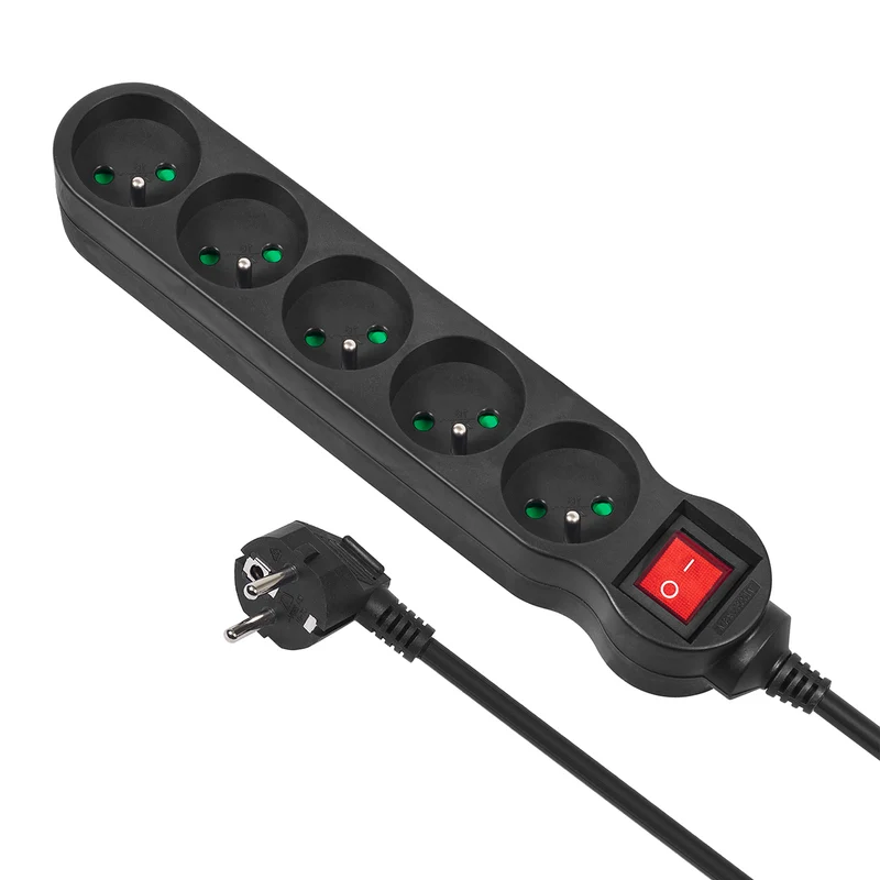 Maclean Energy power strip MCE183 Förlängningskabel med 5 uttag med strömbrytare