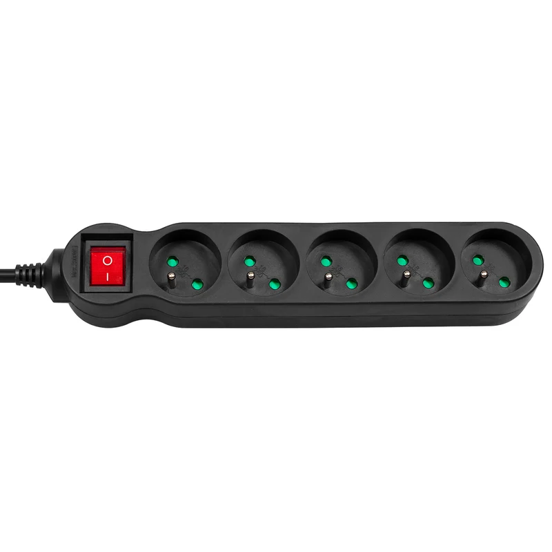 Maclean Energy power strip MCE183 Förlängningskabel med 5 uttag med strömbrytare