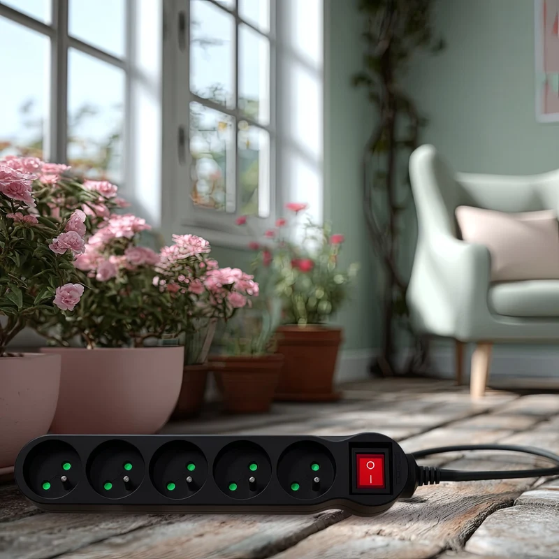 Maclean Energy power strip MCE183 Förlängningskabel med 5 uttag med strömbrytare