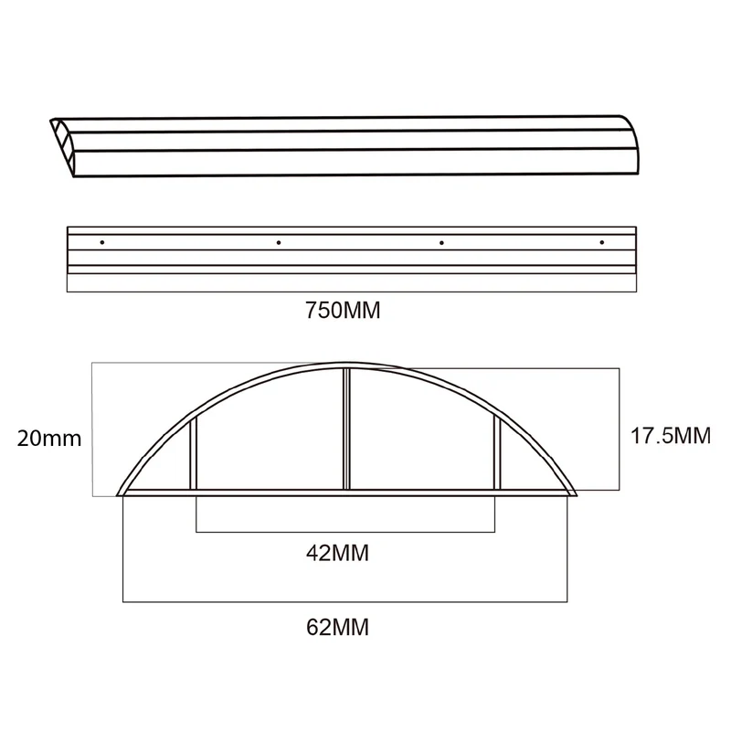 Maclean kabelskyddslist i aluminium, 62x20x750 mm, vit, MC-814 W