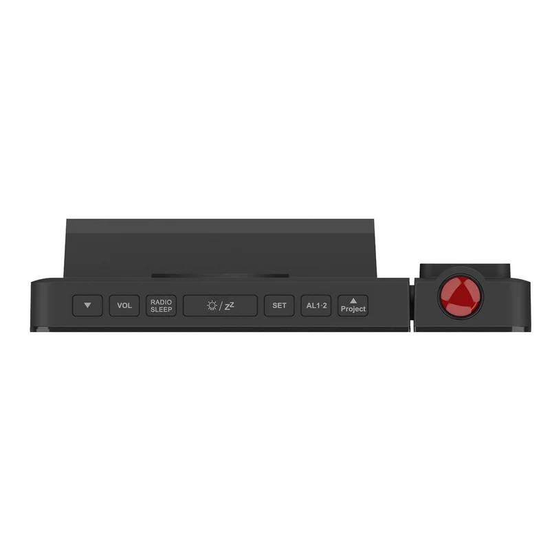 Digital LED-radioväckarklocka med GreenBlue-projektor, FM-radio, alarm, 12/24-timmars klocka, strömförsörjning USB 5V DC + CR2032, GB172