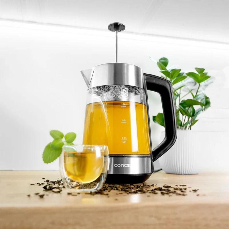 Concept 1,7L vattenkokare i glas med temperaturkontroll och bryggare RK4190