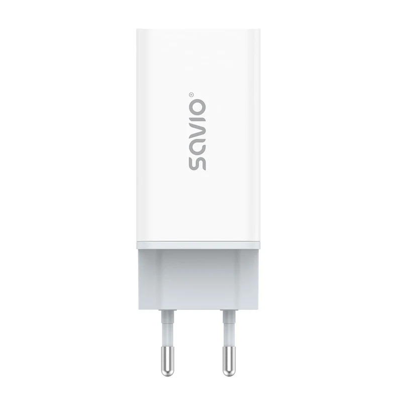 Savio nätladdare, 1x USB-A, 2x USB-C, GaN, 65W, vit, SAVLA-07