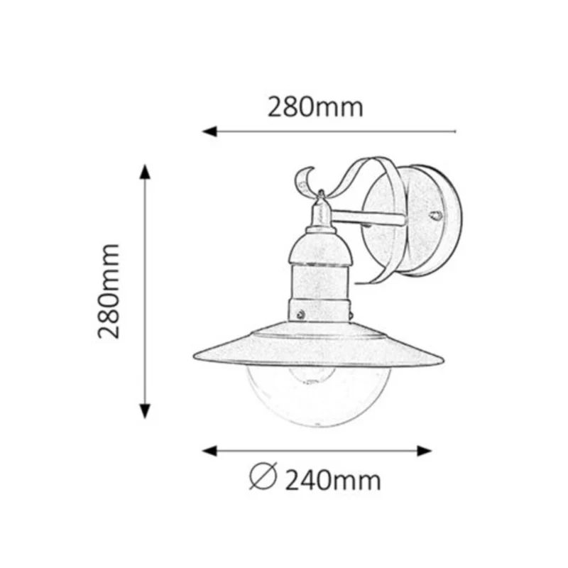 Rabalux vägglampa, utomhus, IP44, E27, max 60W, vit antik, Oslo