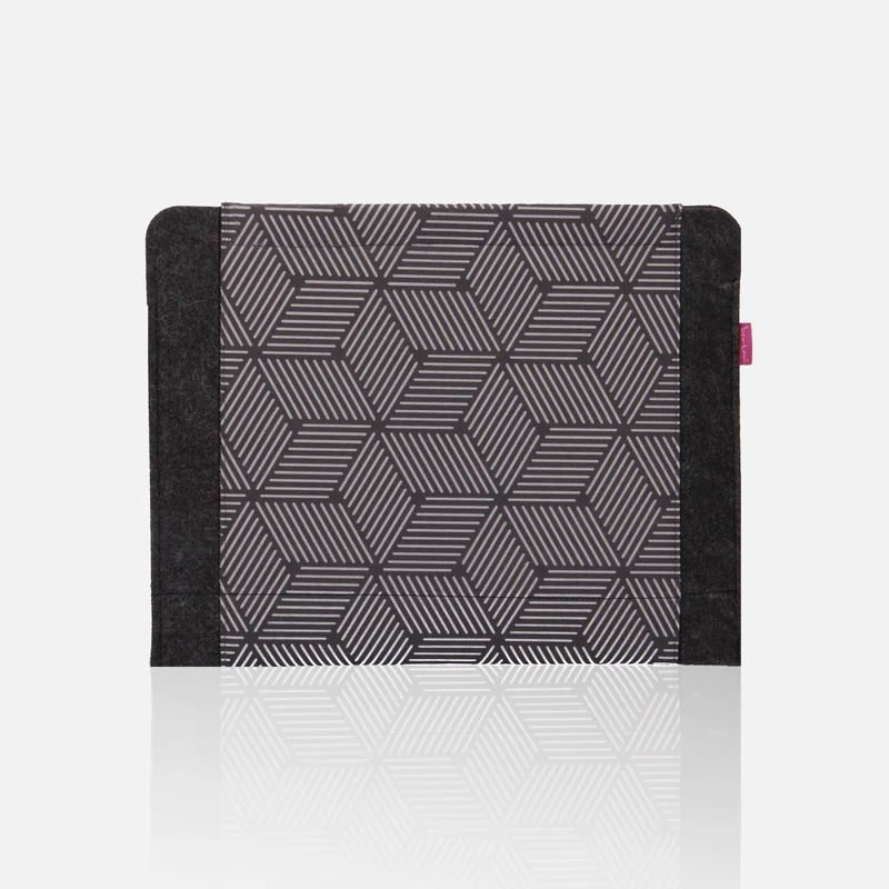 Laptopväska för en 11-tums bärbar dator, tillverkad av ekologisk filt, med tryckmönstret Cube