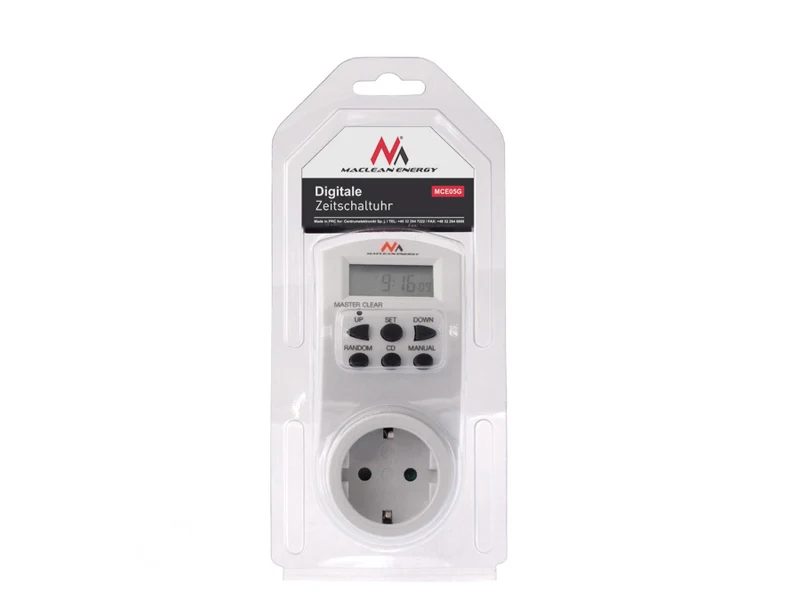 Maclean digital timer, f. slump, timer, 10 prog, max 156 program, tyskt uttag, 3600W, MCE05G