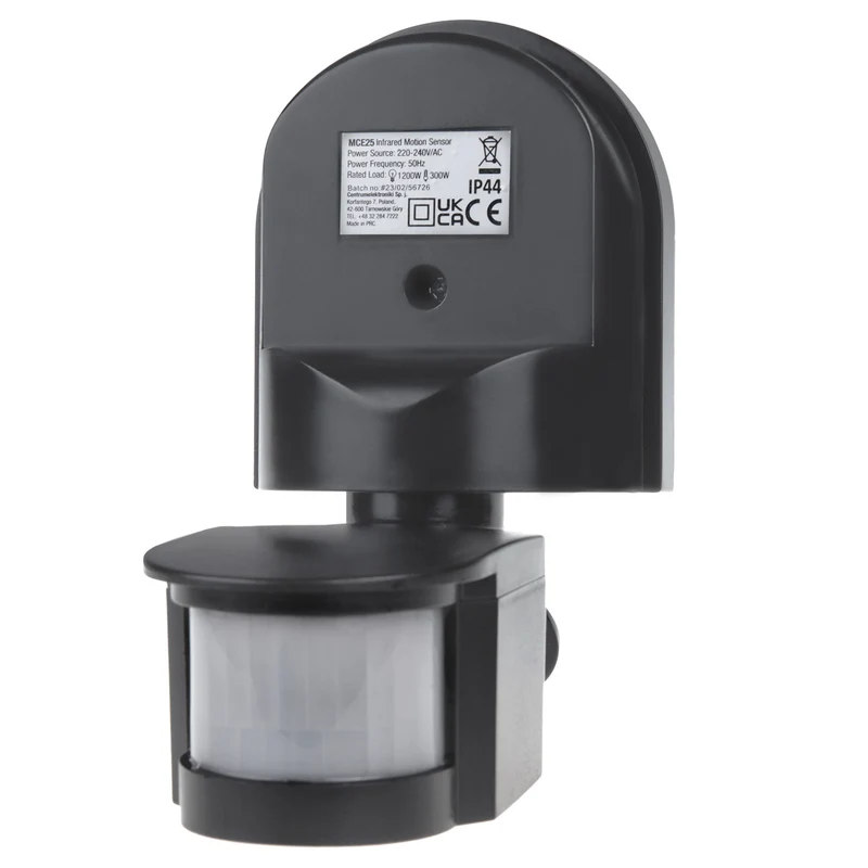 Väggmonterad rörelse- och skymningssensor Maclean 180° max 1200W grå MCE25 GR