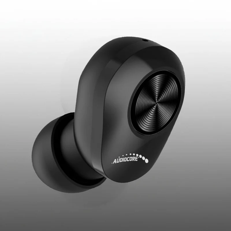 TWS BT 5.1 Audiocore öronsnäckor med 300 mAh laddningsbas, 30 mAh hörlurar, svart AC580