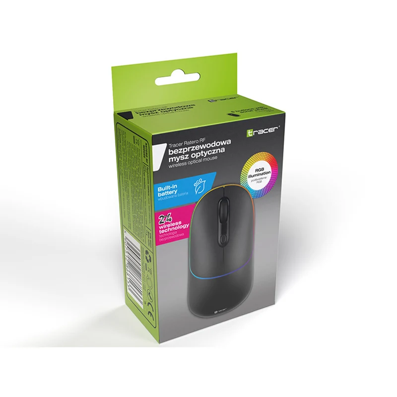 Trådlös mus Tracer, 650 mAh uppladdningsbart batteri, RGB-bakgrundsbelysning, Ratero
