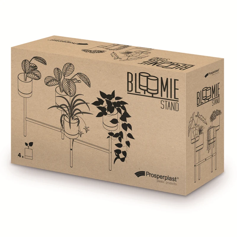 Prosperplast Bloomie Stand IKD4L-S449 Fyrbent Blomsterbädd Med Metallram - Krukväxtfärg Vit