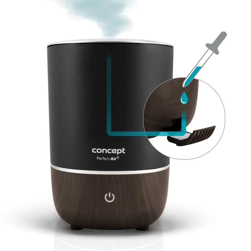 Perfect Air Luftfuktare Aromaterapi Diffuser 4 liter 3 nivåer av ångintensitet Lämplig för rum upp till 30 m2 (svart)
