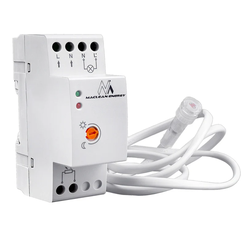 Maclean skymningsrelä, DIN-skena, med extern sond, 220-240V/AC, 50Hz, 20A, MCE83