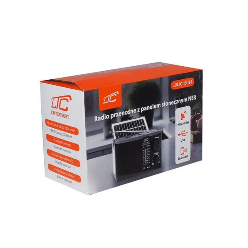 LTC bärbar radio, Bluetooth, FM/AM/SW, solpanel, LXLTC115UBT