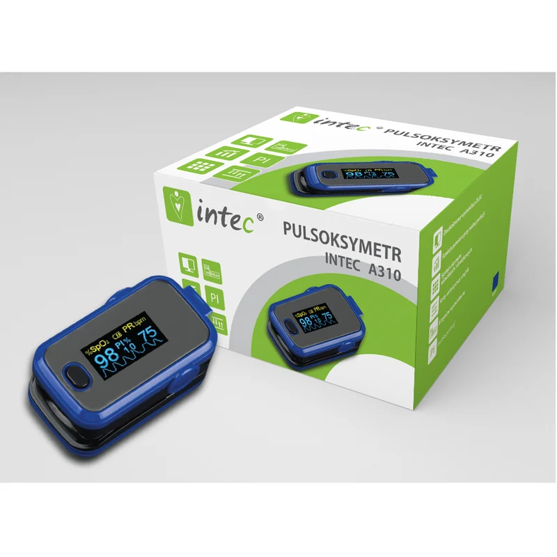 Intec Pulsoximeter Finger Pulsoximeter OLED-Display Pulsfrekvens Oxygen Saturation Oximeter (Blå)