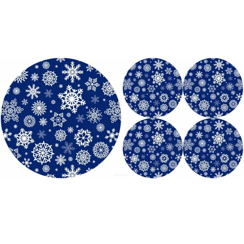 Set med runda bordsunderlägg i filt 1 + 4 - SNOW