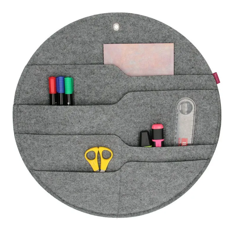 Bertoni väggorganisatör i filt Circle XL diameter 45 cm - grå, 4 fickor