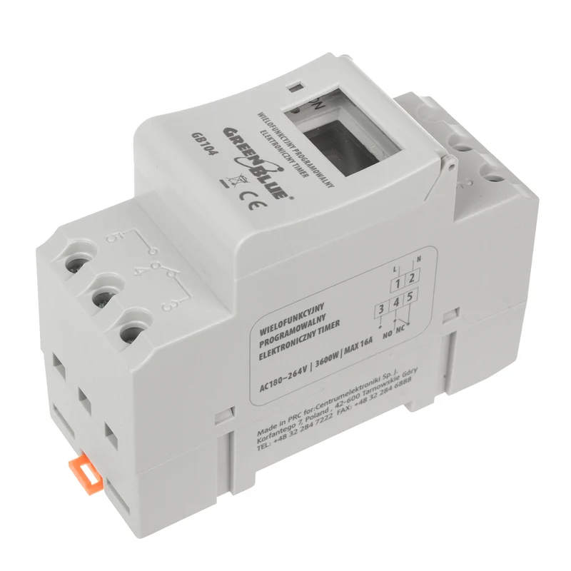Digital timer för DIN-skena GreenBlue GB104 16 program max 240 program