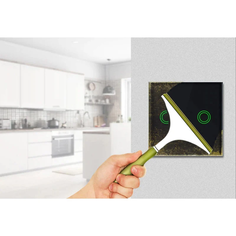 Maclean MCE714B Smart WiFi 2-Vägs Touch-Strömbrytare Kompatibel Med Tuya APP Väggströmbrytare Glasomkopplare Med Färgväxling LED-Bakgrundsbelysning Infälld Strömbrytare 85 x 85 mm (2-Vägs Rund, Svart)