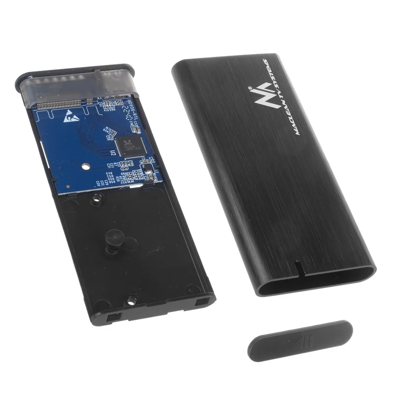 Maclean MCE443 NVMe SATA SSD M.2-Kapsling NVMe (PCIe), NGFF (SATA) Stöder USB 3.1 2230/2240/2260/2280 USAP Kompatibel Med PC Och Mac Aluminium Plug&Play Svart