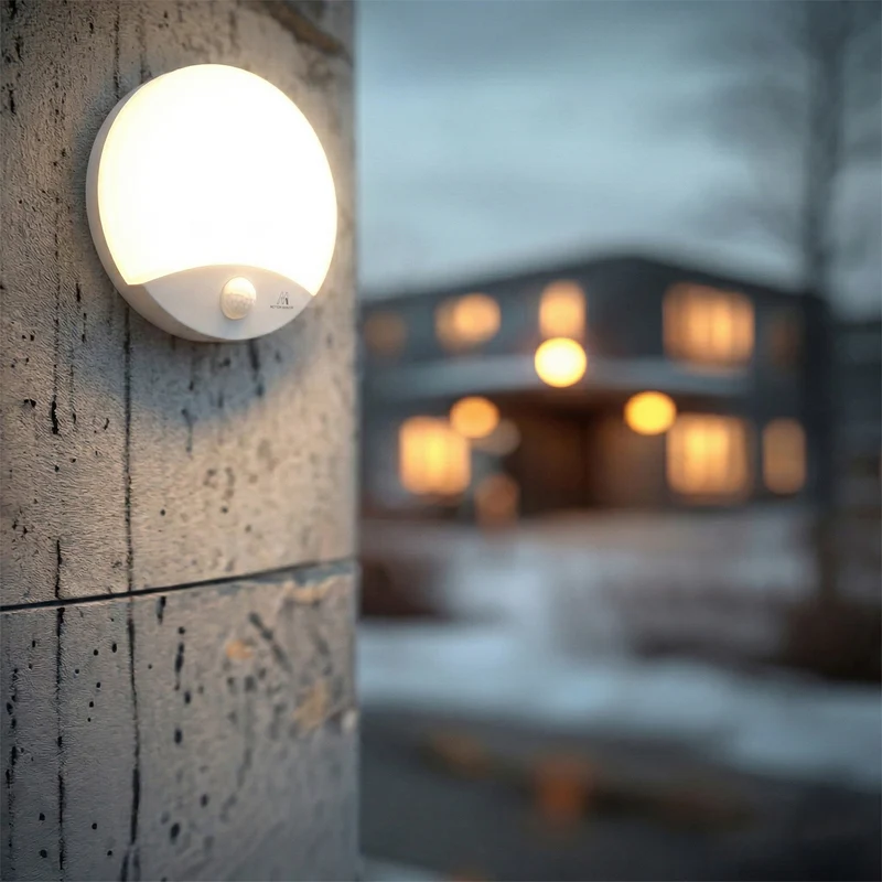 Maclean MCE357 LED Lampa Med Infraröd Rörelsedetektor Räckvidd Upp Till Max 9 m 10W IP44 Naturvit 4000K 900lm IP44 För Utomhus- Och Inomhusbruk