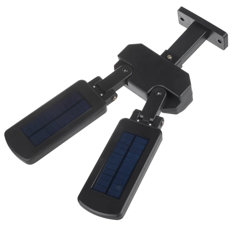 Maclean MCE447 Solcellsgatlampa Med Rörelse- Och Skymningssensor IP54 5W 2x 450 Lumen 6500K Två Ljuskällor Fjärrkontroll Solcellslampa Utomhusvägglampa Utomhusbelysning 3 Ljuslägen