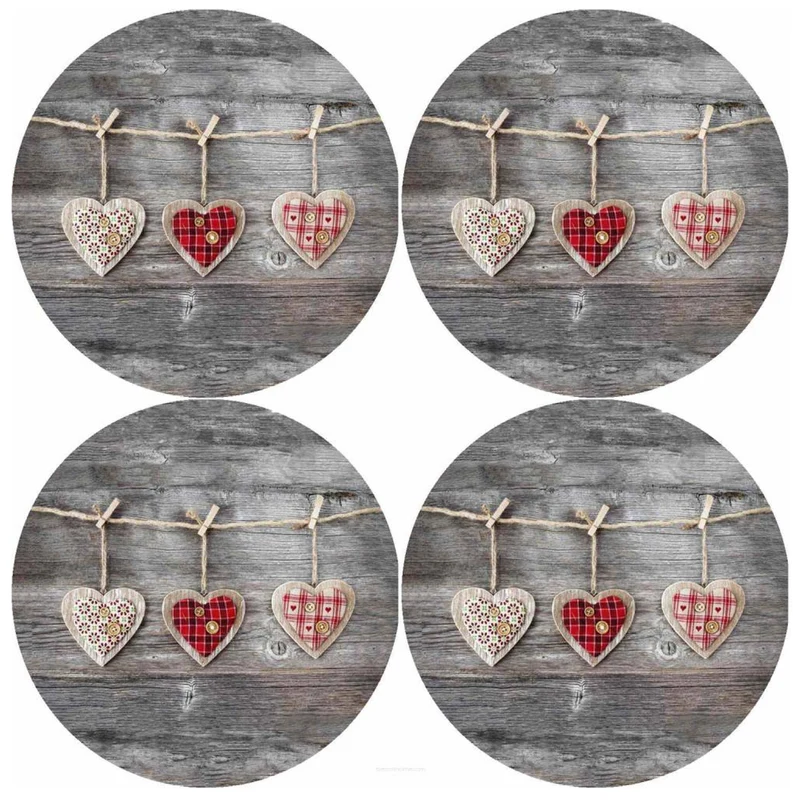 Bertoni bordsunderläggsset, 4 delar, rund, 33 cm, Hearts