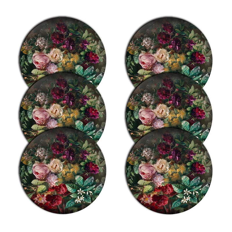 Bertoni bordsunderläggsset, 6 delar, rund, 33 cm, Bouquet