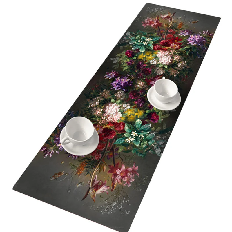 Bertoni bordslöpare, filt, 95x33cm, tryck mönster Bouquet