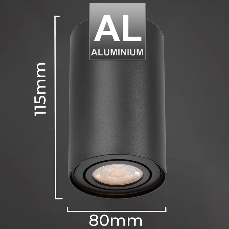Halogen spotlight GU10 MCE422, 80x115mm, aluminium, färg svart
