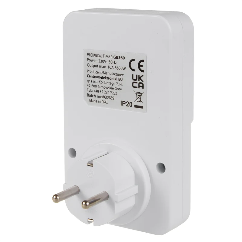 GreenBlue mekanisk timer, 48 program, max. belastning 16A, IP20, GB360 F
